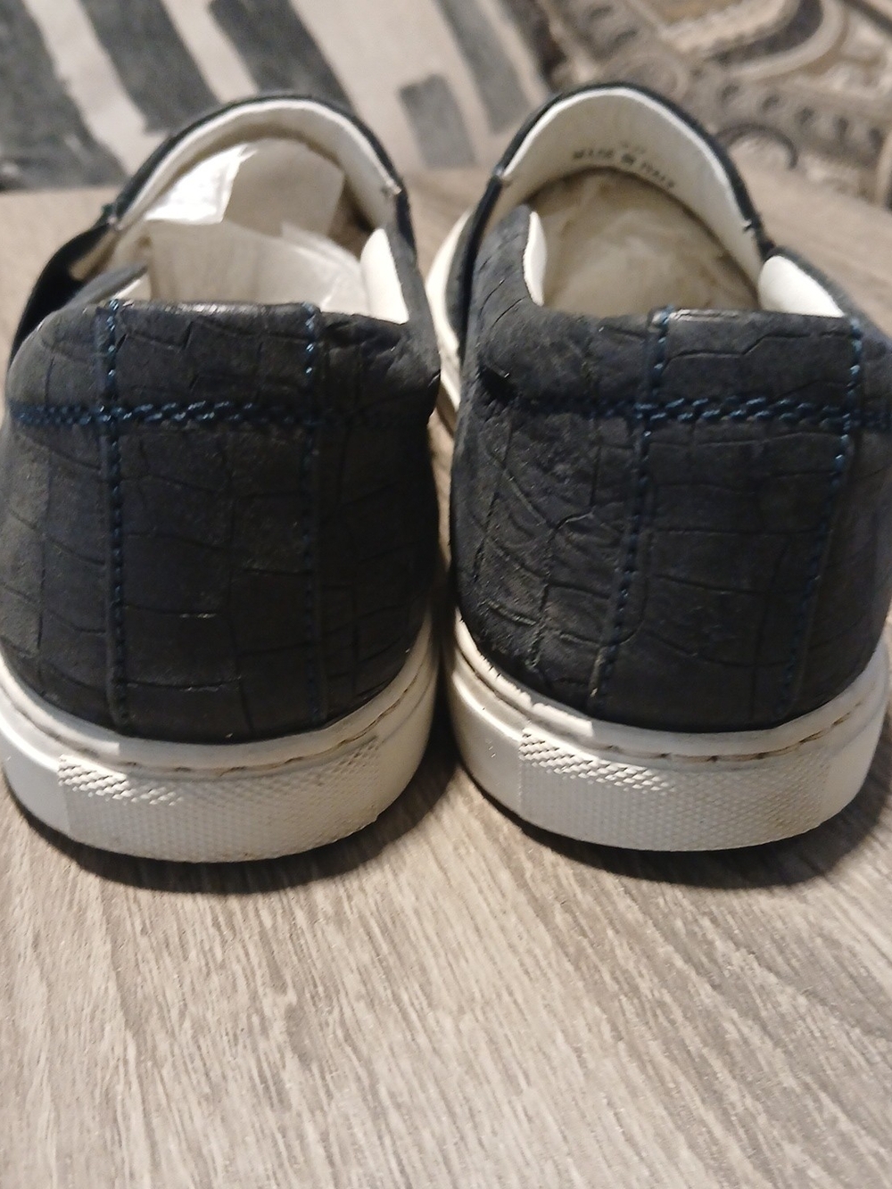 Lanvin Navy Blue Croc-Embossed Suede Slip-On Skate Sneakers - Size EU 38 - Picture 12 of 13